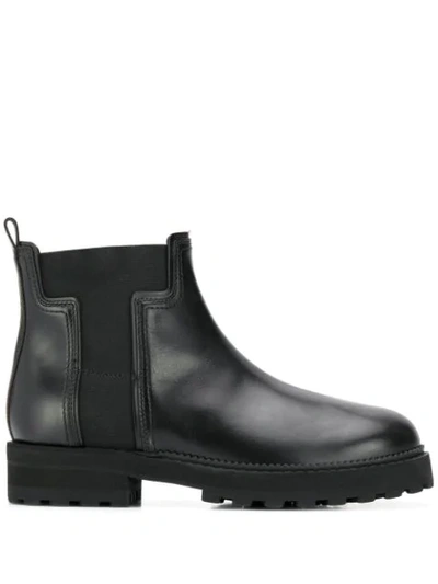 Tod's Panelled Ankle Boots In Black