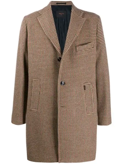 Paltò Houndstooth Single-breasted Coat In Brown