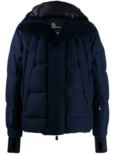 Moncler Hooded Down Jacket In Blue