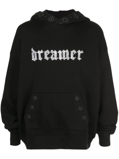 Amiri Dreamer Distressed Studded Hoodie Black