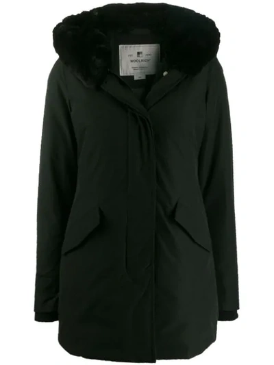 Woolrich Padded Parka Coat In Black
