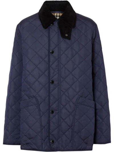 Burberry Diamond Quilted Thermoregulated Barn Jacket In Navy
