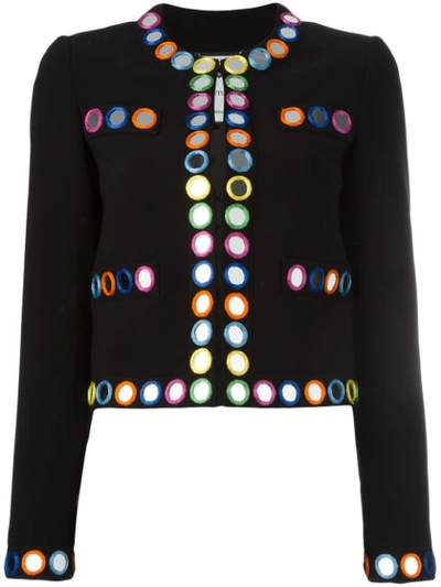 Moschino Mirror Embroidered Jacket In Black