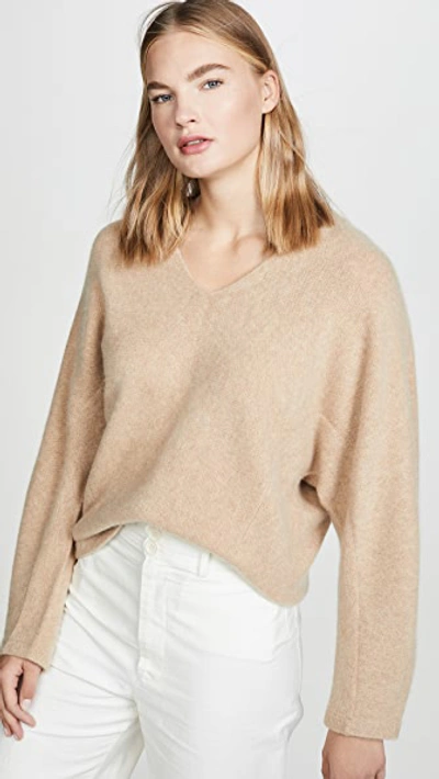 Vince V-neck Dolman Sleeve Cashmere Sweater In Heather Desert Clay
