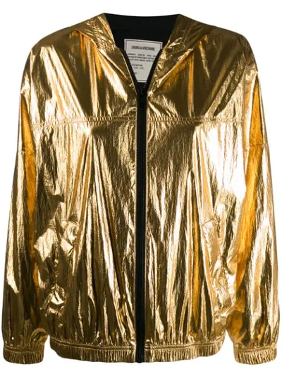 Zadig & Voltaire Koody Metallic Hooded Jacket In Gold