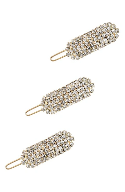 Ettika 3-pack Crystal Barrettes In Gold