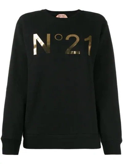 N°21 Sweatshirt Round Neck W/logo In Black
