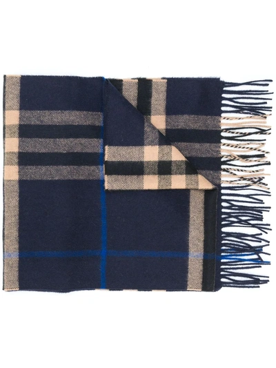 Burberry Classic Check Pattern Cashmere Scarf In Blue
