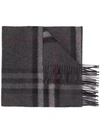 Burberry Classic Check Patterned Cashmere Scarf In Grey