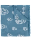 Alexander Mcqueen Schal Mit Totenkopf In Blue