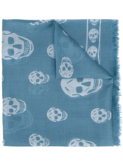 Alexander Mcqueen Schal Mit Totenkopf In Blue