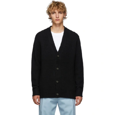 Acne Studios Black Wool Relaxed Kabelo Cardigan In All Black
