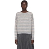 Acne Studios Khira Thin Stripe Mohair-blend Sweater In Grey/beige