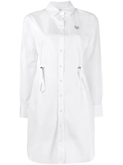 Kenzo Mini Tiger Shirt Dress In White