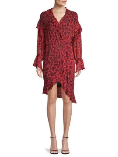 Iro Linger Print Wrap Dress In Red