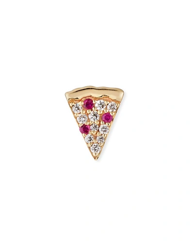 Sydney Evan 14k Diamond & Ruby Pizza Slice Earring, Single In Gold