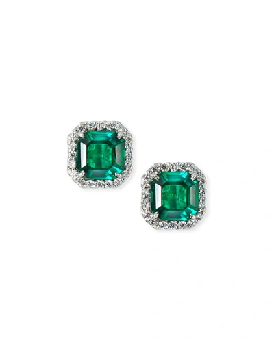 Fantasia By Deserio Cubic Zirconia & Lab Grown Emerald Stud Earrings