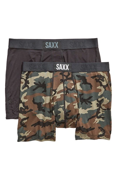 Saxx Vibe 2-pack Slim Fit Boxer Briefs In Black/wood Camo