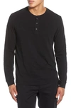 Vince Slim Fit Waffle Knit Long Sleeve T-shirt In Black