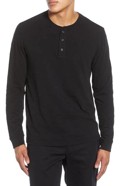 Vince Slim Fit Waffle Knit Long Sleeve T-shirt In Black