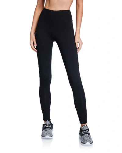 Marc New York Performance Ribbed-trim Cotton-spandex Leggings In