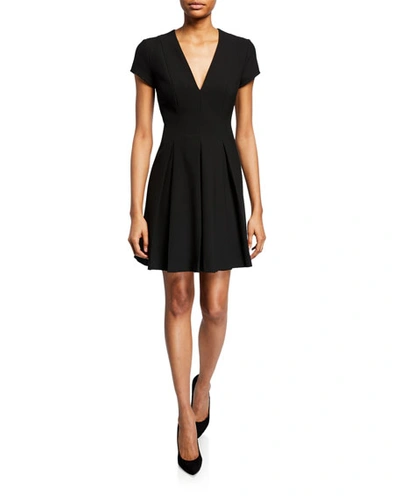 Armani Collezioni Emporio Armani V-neck Fit-and-flare Mini Dress In Black