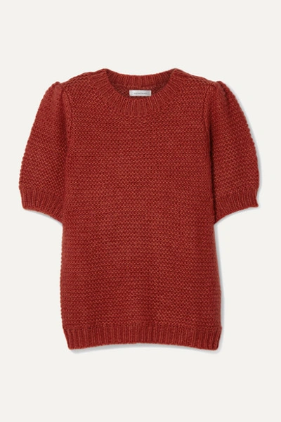 Anine Bing Nicolette Puff-sleeve Pullover Sweater In Claret