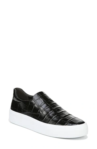 Via Spiga Women's Velina Croc-embossed Flatform Sneakers In Black Leather