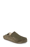 Olukai Nohea Nubuck Slipper In Dusty Olive/ Monstera Leather