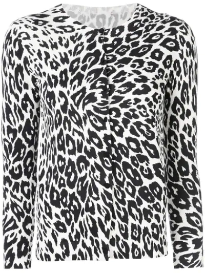 Oscar De La Renta Leopard Print Cardigan In Black