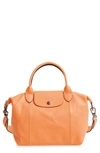 Longchamp Le Pliage Cuir Leather Shoulder Bag - Orange In Melon