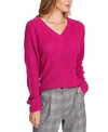 Vince Camuto Ribbed-knit V-neck Sweater In Pink Shock