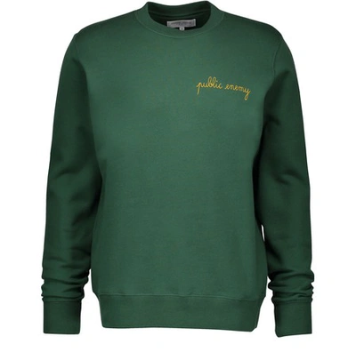 Maison Labiche Public Enemy Embroidered Cotton Sweatshirt In Green