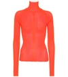 Acne Studios Komina Neon Ribbed-knit Turtleneck Sweater In Ribbed Polo Neck Sweater