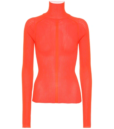 Acne Studios Komina Neon Ribbed-knit Turtleneck Sweater In Ribbed Polo Neck Sweater