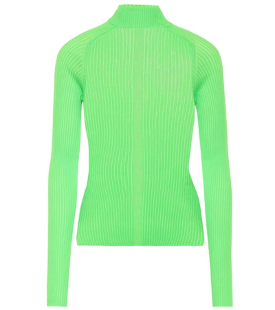 Acne Studios Komina Neon Ribbed-knit Turtleneck Jumper In Lime Green