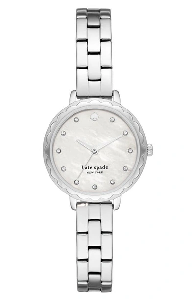 Kate Spade Women's Morningside Mini Stainless Steel Bracelet Watch 28mm In White/silver