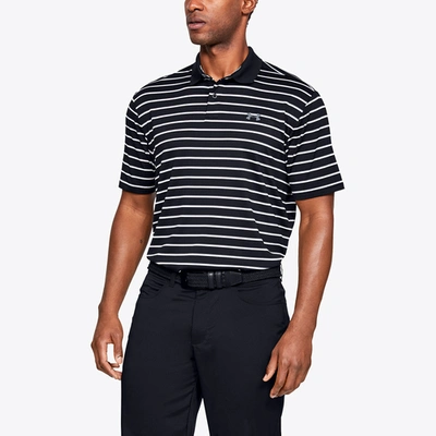 Under Armour Performance Golf Polo Shirt 2.0 Divot Stripe In Black