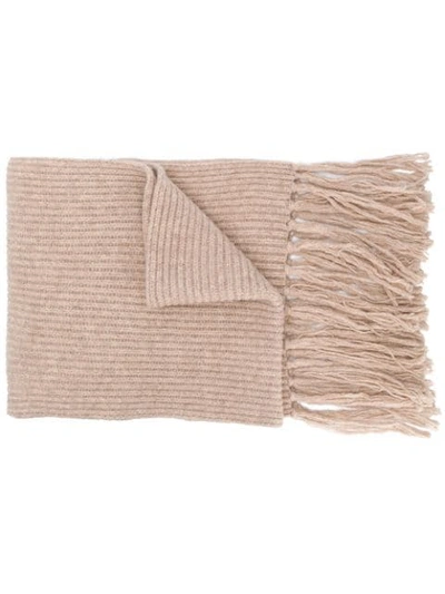 Ami Alexandre Mattiussi Ami De Coeur Ribbed Scarf In Neutrals