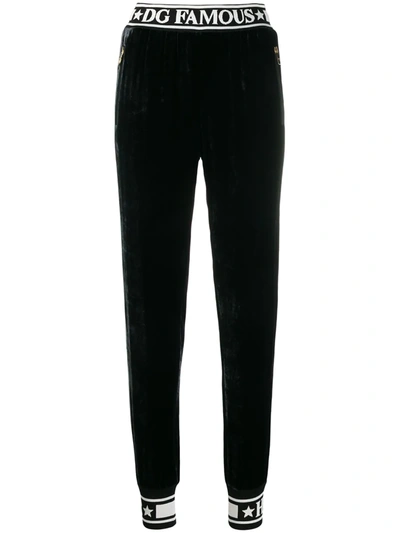 Dolce & Gabbana Piped Logo Track Pants In Black