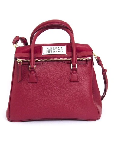 Maison Margiela Red Calf Leather Medium 5ac Tote Bag In Rosso