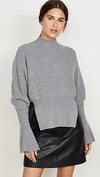 Alexander Wang Split Hem Wool & Cashmere Blend Sweater In Heather Grey