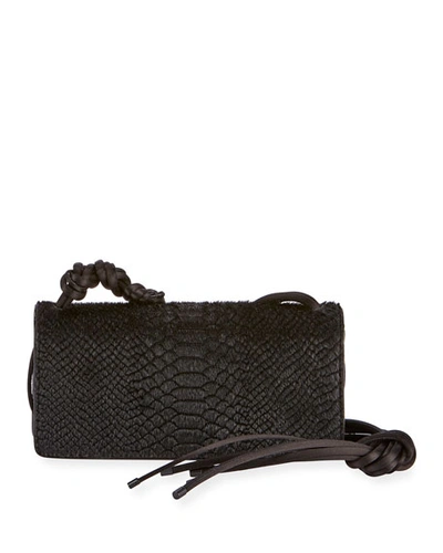 Dries Van Noten Snake-embossed Shoulder Bag In Black