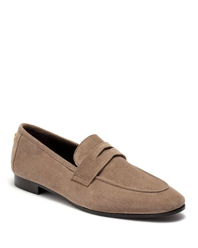 Bougeotte Suede And Shearling Penny Loafers In Beige