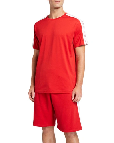Givenchy Men's Crewneck Logo-tape T-shirt In Red