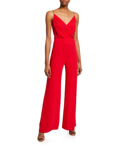 Amanda Uprichard Constantine Wrap-front Sleeveless Jumpsuit In Red