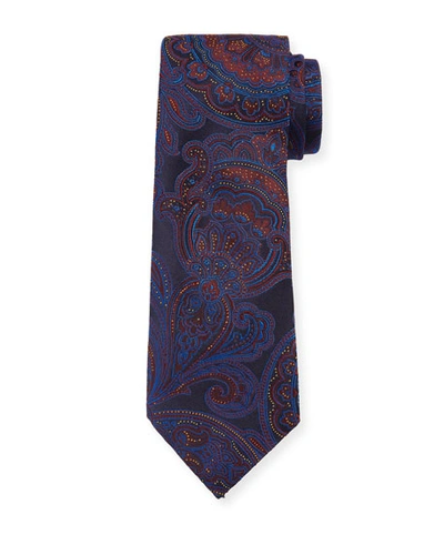 Etro Men's Paisley Silk Tie In Blue
