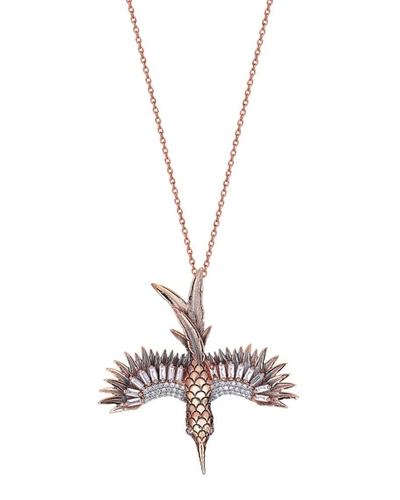 Kismet By Milka Innerland 14k Rose Gold Diamond Phoenix Pendant Necklace
