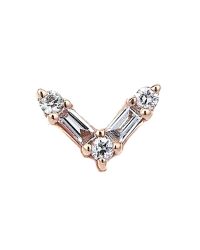 Kismet By Milka Baguette 14k Rose Gold V 5-diamond Earring, Single