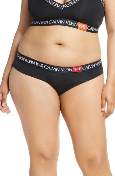 Calvin Klein Plus 1981 Bold Logo Bikini In Black